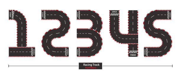 Numbers Racing Track Style In A Set 12345 Stock Illustration