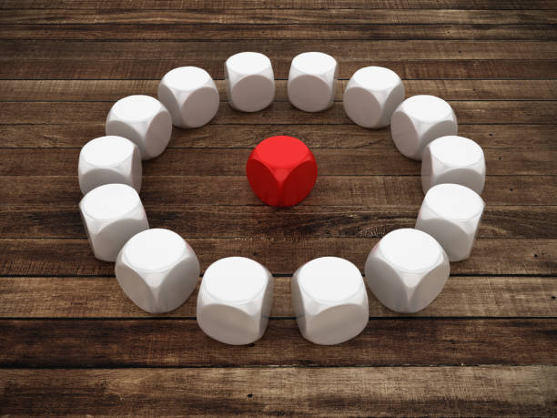 istock Circle of Blocks One Red in Center - 3D Rendering 1045917822