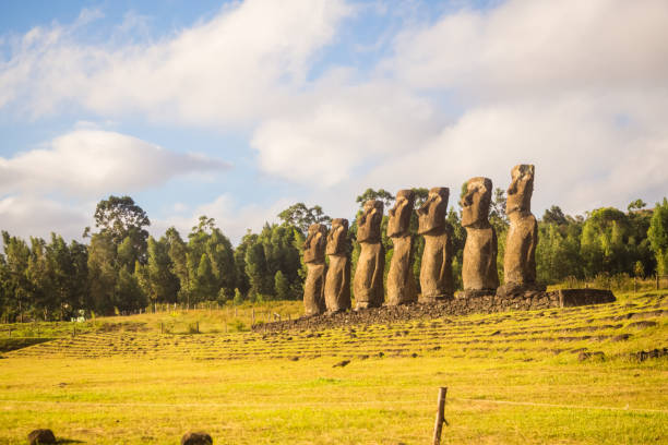 istock Sunset Seven moai of Ahu Akivi, Easter Island, Chile 1045921886