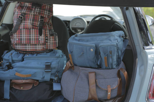 istock backpacks in a trunk of car 1045922486