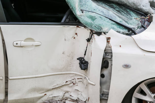 istock Door car crash after car was accident 1045922974