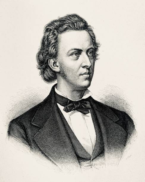 ilustrações, clipart, desenhos animados e ícones de retrato de frederic chopin, compositor frernch, 1810-1849 - frederic chopin