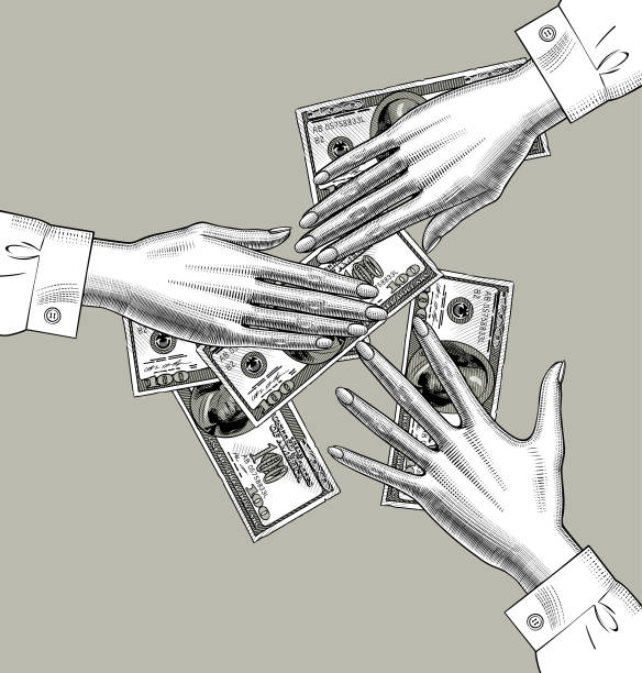 istock Female hands divide money in 100 dollars bank notes 1045926454