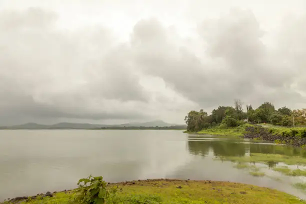 Photo of Landscape of the mountain ranges of Western Ghats at state of Maharashtra near wakanda dam in India.