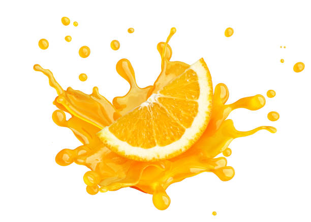 istock Juice splash with droplets isolated. 3D illustration 1045938798