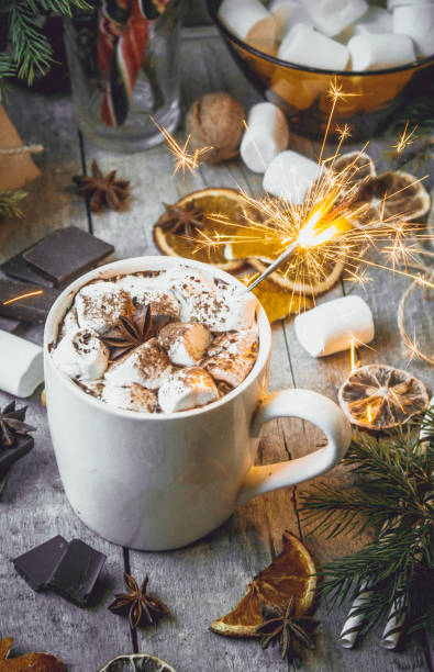 istock hot cocoa with marshmallows. Christmas background. Selective focus. 1045941516