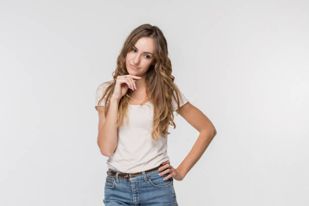 istock Young serious thoughtful business woman. Doubt concept. 1045945794
