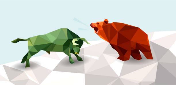 bull and bear - stock exchange chart stock market investment stock-grafiken, -clipart, -cartoons und -symbole