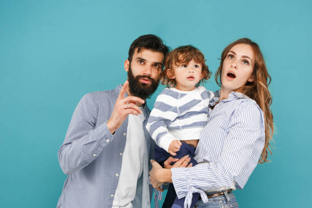 istock A happy family on blue background 1045954048