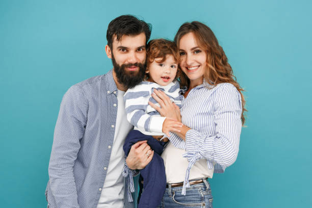 istock A happy family on blue background 1045954050