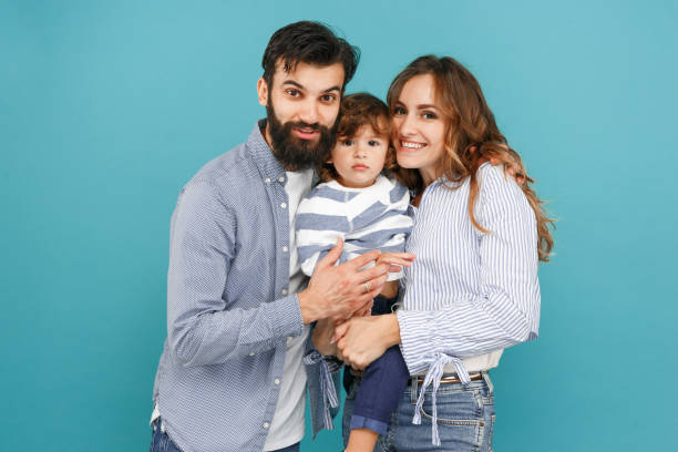 istock A happy family on blue background 1045954054