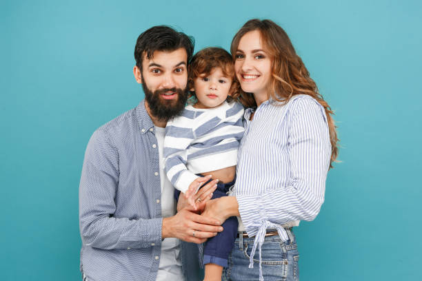istock A happy family on blue background 1045954062