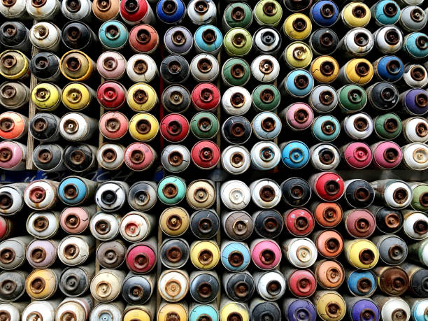 istock Colorful and old spray paint cans 1045956774