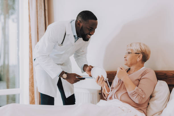 istock Sick. Men with Papers. Mirror. Doctor Examines. 1045957272