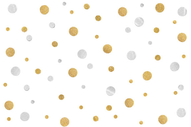 Gold and silver glitter confetti paper cut on white background