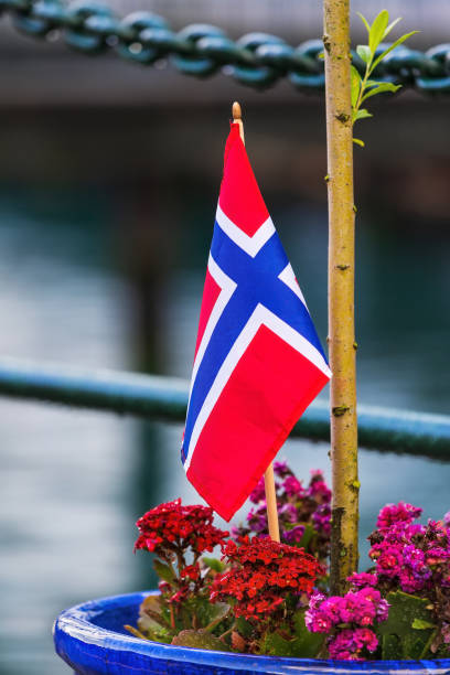 istock Norwegian flag and flowers 1045965306