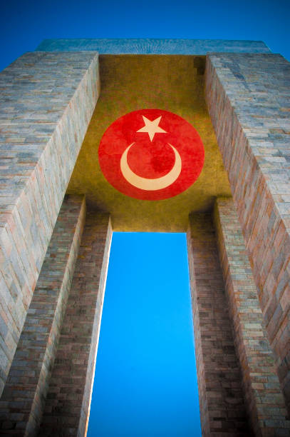 istock Canakkale Martyrs' Memorial with Turkish Flag, Turkey 1045965886
