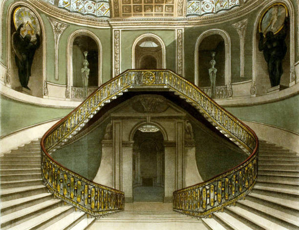 Old staircase painting watercolor