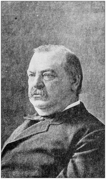 ilustraciones, imágenes clip art, dibujos animados e iconos de stock de fotografía antigua: grover cleveland - grover