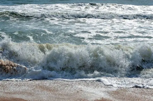 Ocean waves breaking on the beach surf Florida, USA