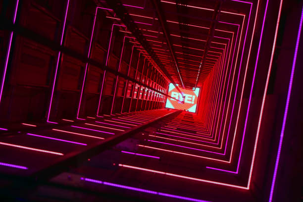 istock Red Luminous Lift Tunnel 1045982310