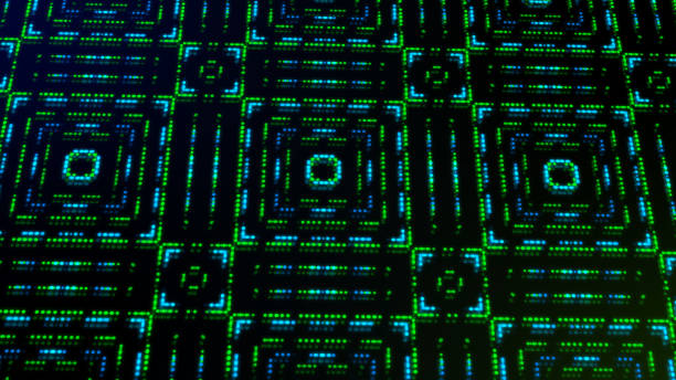 istock Animated illustration light shinning green and blue dots and stars square shapes. 1045982742