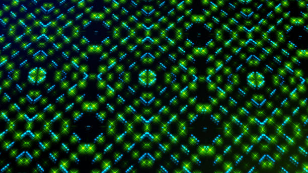 istock Animated illustrtation light shinning green and blue dots and stars square shapes. 1045982748