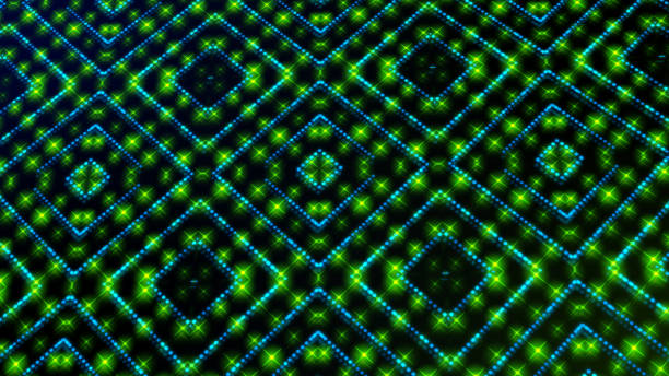 istock Animated illustration light shinning green and blue dots and stars square shapes. 1045982800