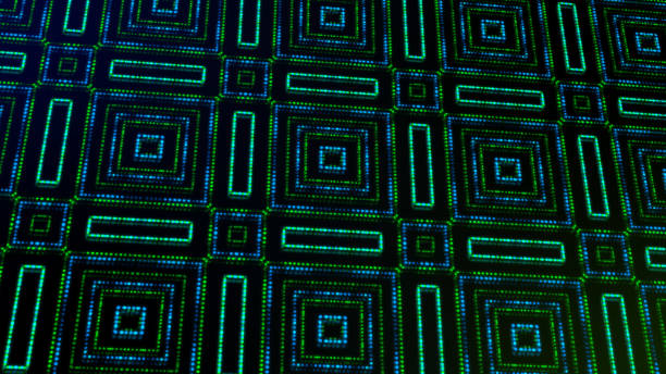 istock Animated illustration light shinning green and blue dots and stars square shapes. 1045982906