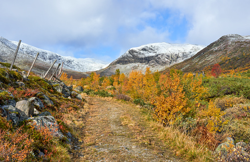 Mountain landscape in autumn with footpath, Hemsedal Buskerud- Norway