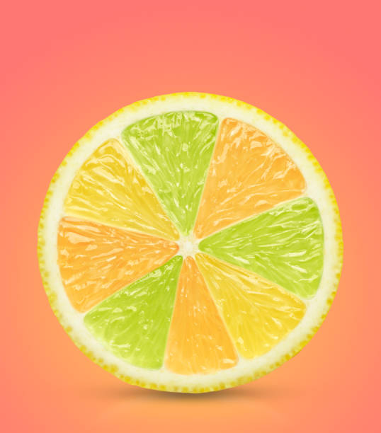 istock Concept orange lemon slice on pink with clipping path 1045989926