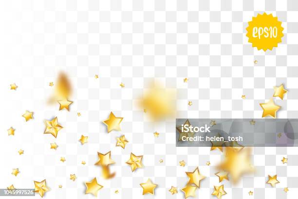 Golden Holiday Star Confetti Random Falling Stock Illustration - Download Image Now - Abstract, Backgrounds, Blinking