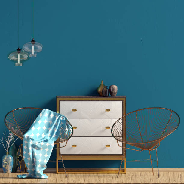 istock Modern interior with dresser. Wall mock up. 3d illustration. 1045997774