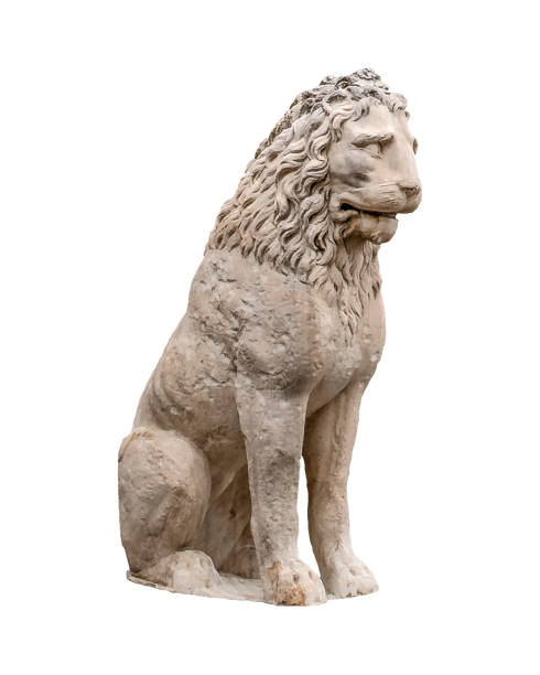 istock Isolated Lion Sculpture Perspective View 1046002598