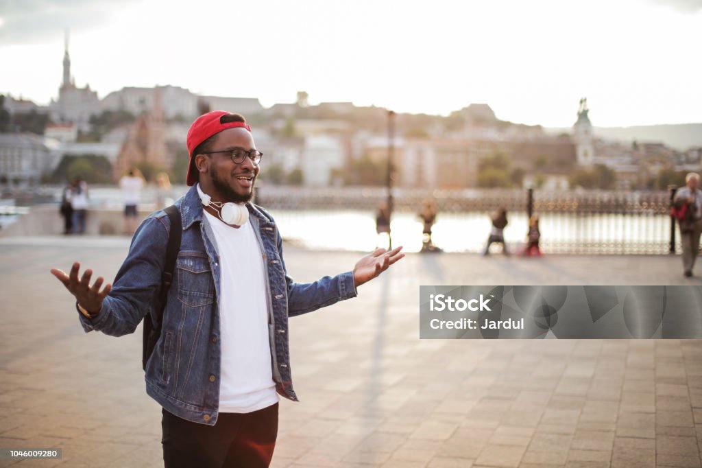 Speak with the people Black guy speak Adult Stock Photo