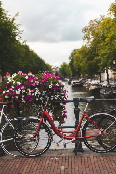 istock Bicycles lining a bridge over the canals of Amsterdam, Netherlands 1046010152