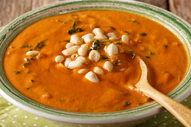 istock Homemade peanut cream soup close-up. horizontal 1046016682