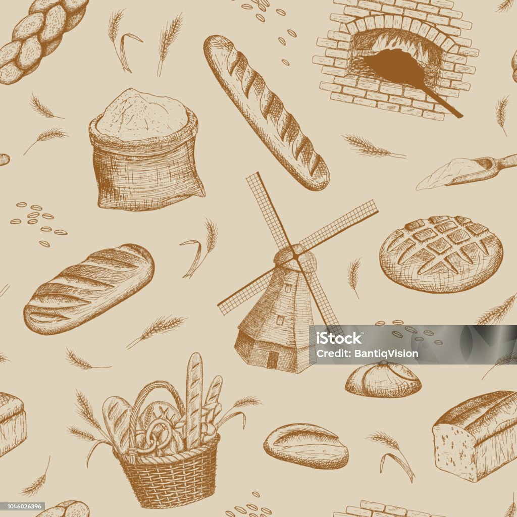 Pattern Roti Bakery Bakery Pattern Stock Illustration - Download Image Now - Loaf of Bread ...