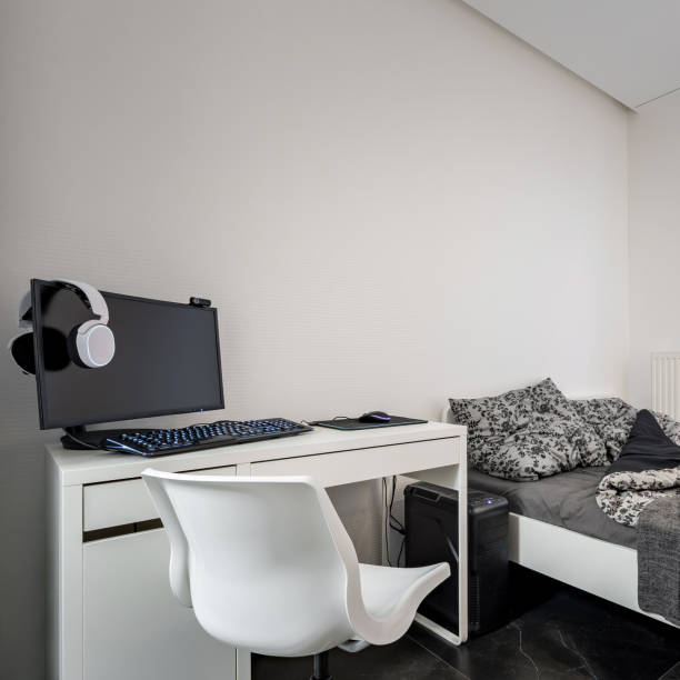 istock White desk and chair 1046027728