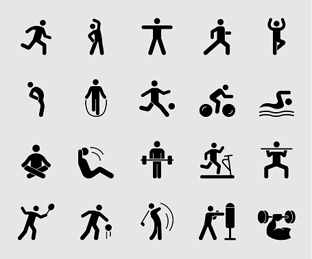 Silhouette icons set for Exercise