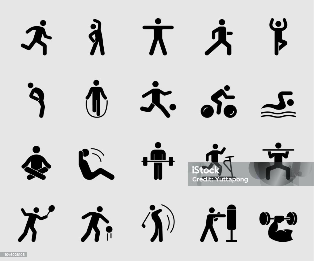 Silhouette icons set for Exercise Icon stock vector