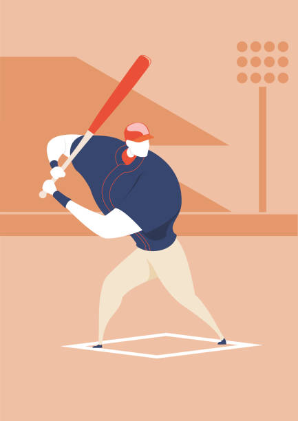 ilustrações, clipart, desenhos animados e ícones de beisebol - batedor pose - ilustração - personagem - baseballs ball sport gym