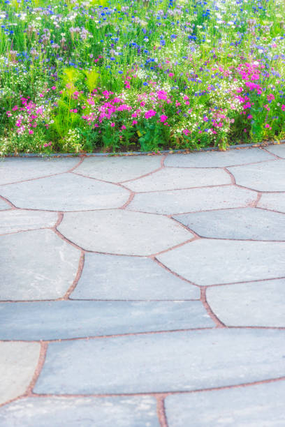 istock Colorful flowerbeds and slates 1046046424