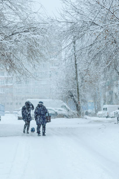 istock Two women are walking in winter 1046058220