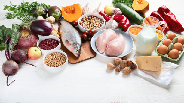 istock Balanced diet food concept. 1046074408