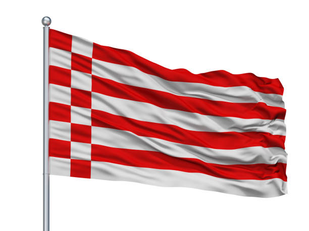 istock Bremen City Flag On Flagpole, Germany, Isolated On White Background 1046074742