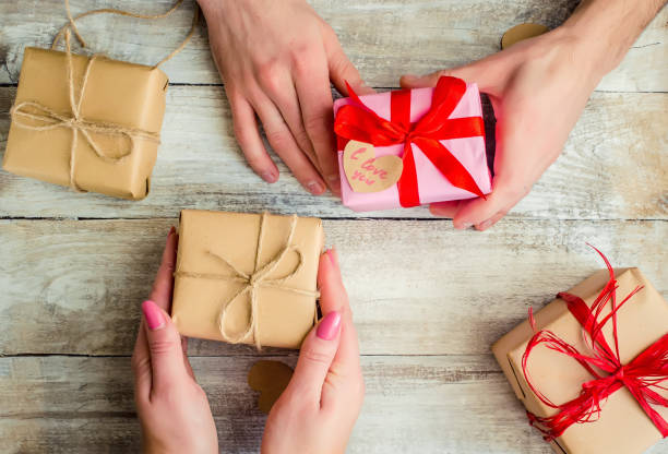 istock Gift wrapping for the beloved. Selective focus. 1046081444