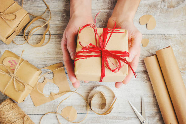 istock Gift wrapping for the beloved. Selective focus. 1046081466