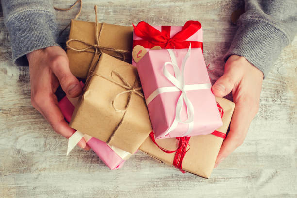 istock Gift wrapping for the beloved. Selective focus. 1046081488