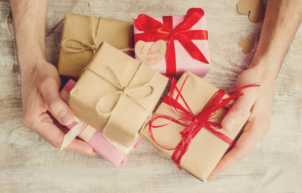 istock Gift wrapping for the beloved. Selective focus. 1046081494